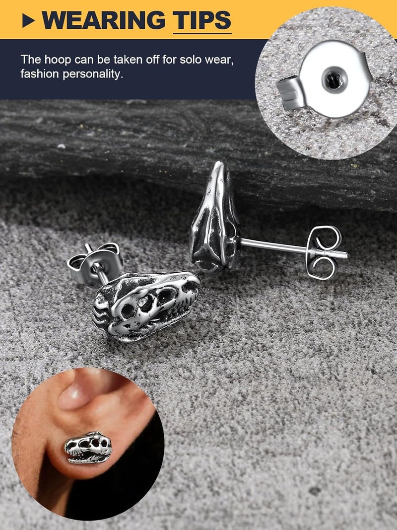 U7 Dragon Earrings Stainless Steel/18K Gold/Black/S925 Sterling Silver Hoop Earrings for Men Women, Personalized Punk Rock Huggie Earrings, Hypoallergenic - Image 5